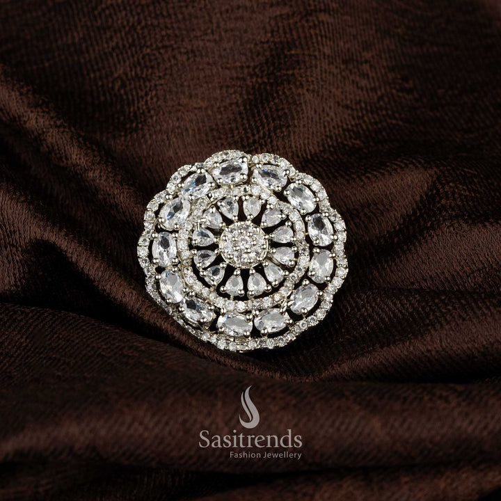 Sparkling mandala floral diamond ring for festive and special occasions - Sasitrends