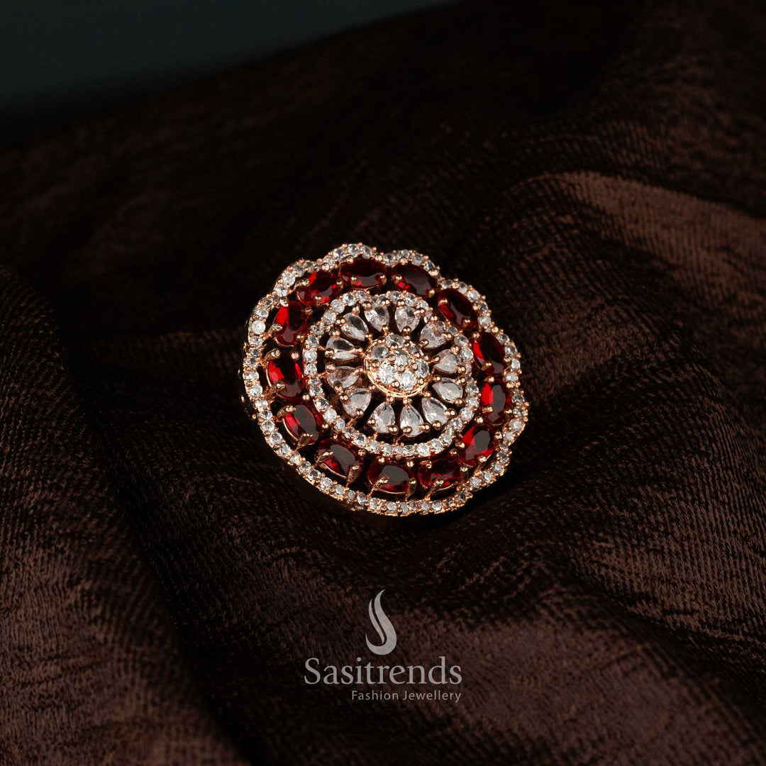 Sparkling mandala floral diamond ring for festive and special occasions - Sasitrends