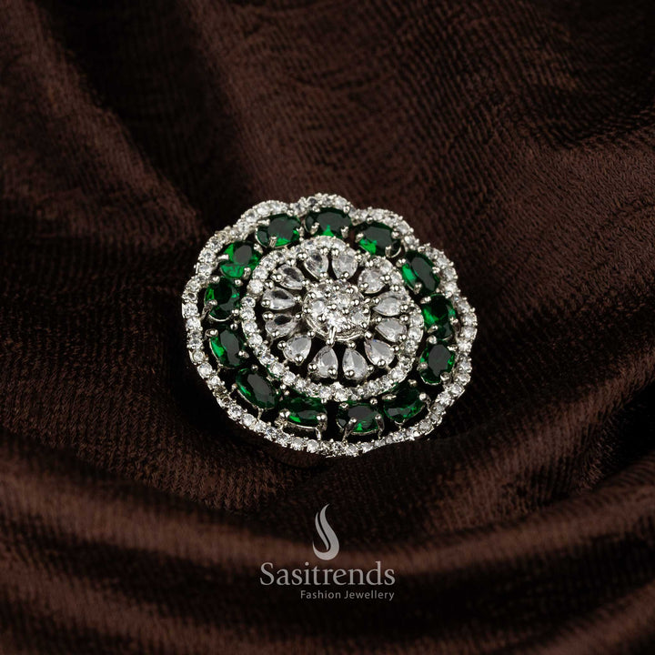 Sparkling mandala floral diamond ring for festive and special occasions - Sasitrends