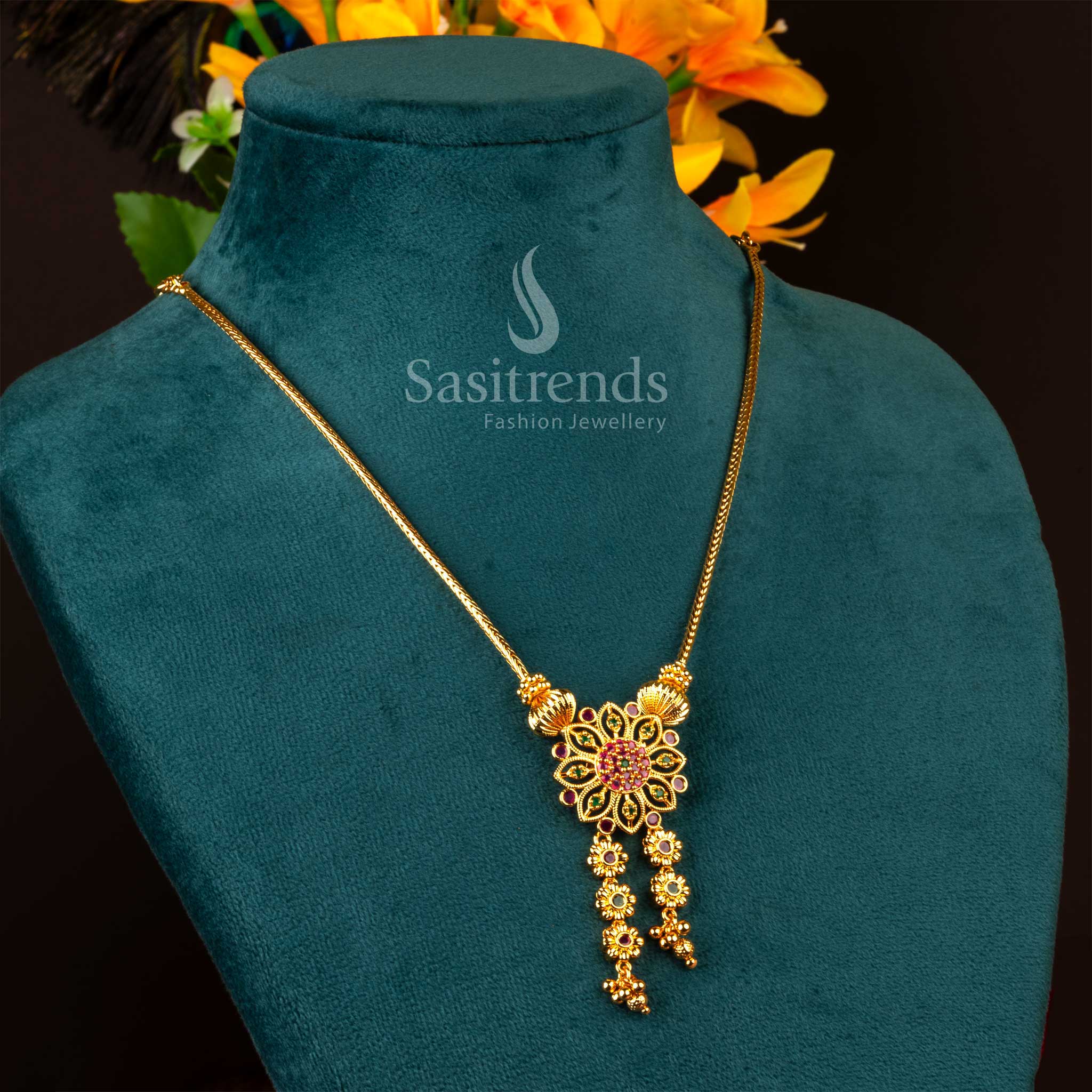 Traditional One Gram Micro Gold Plated necklace for weddings and festive occasions - Sasitrends