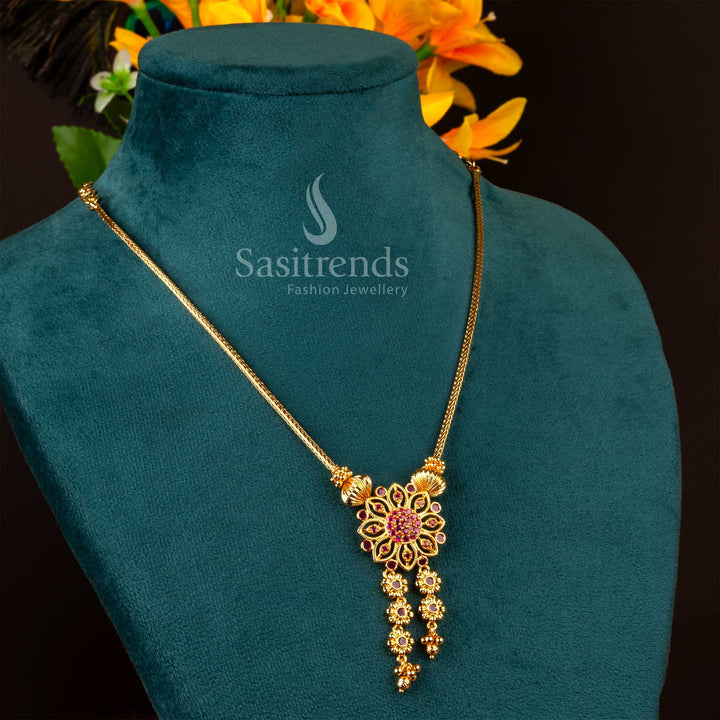 Traditional One Gram Micro Gold Plated necklace for weddings and festive occasions - Sasitrends