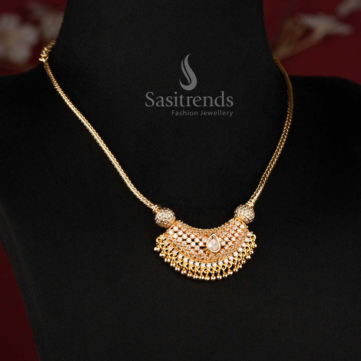 American Diamond studded flexible chain necklace for weddings and celebrations - Sasitrends