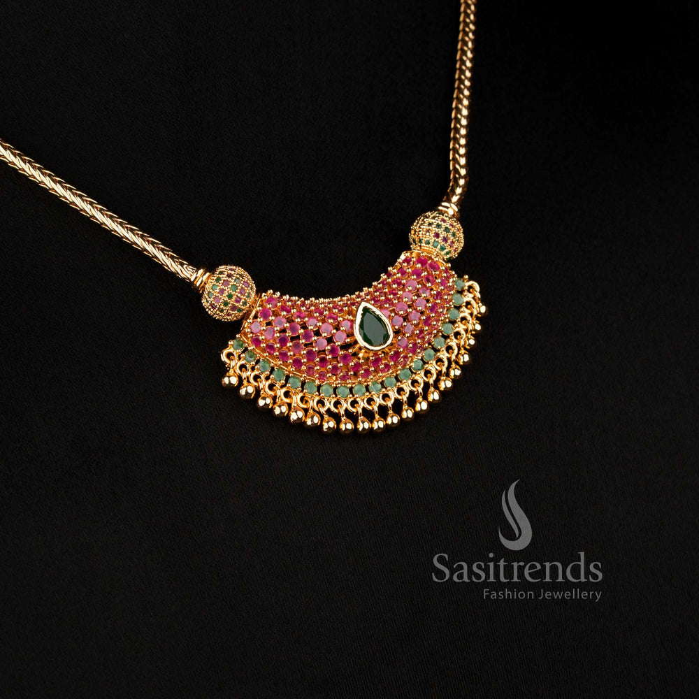 American Diamond studded flexible chain necklace for weddings and celebrations - Sasitrends
