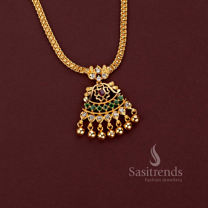 One Gram Micro Gold Plated floral AD stone gold bead necklace – Sasitrends