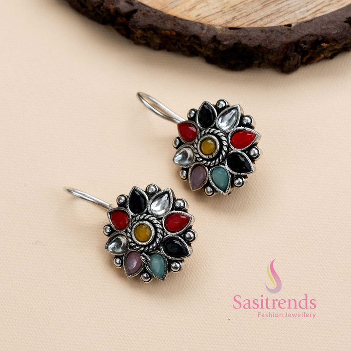 Oxidised German Silver Fish Hook Earrings For Women And Girls