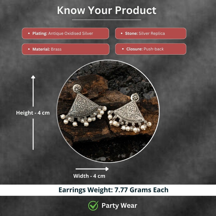 Oxidised Silver Earrings Measurement Image - Sasitrends






