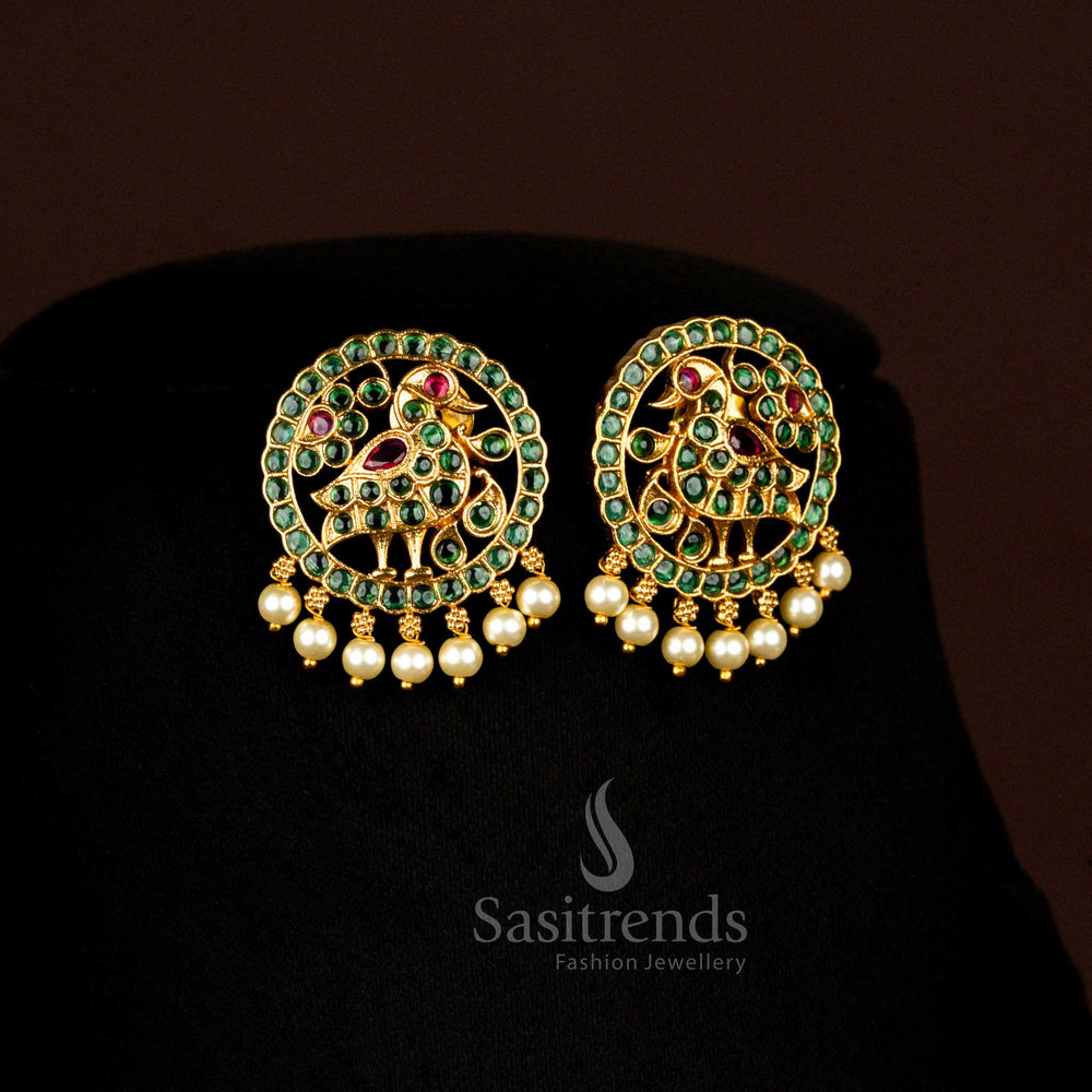 Premium swan motif bridal necklace set with matte gold plating and earrings Sasitrends