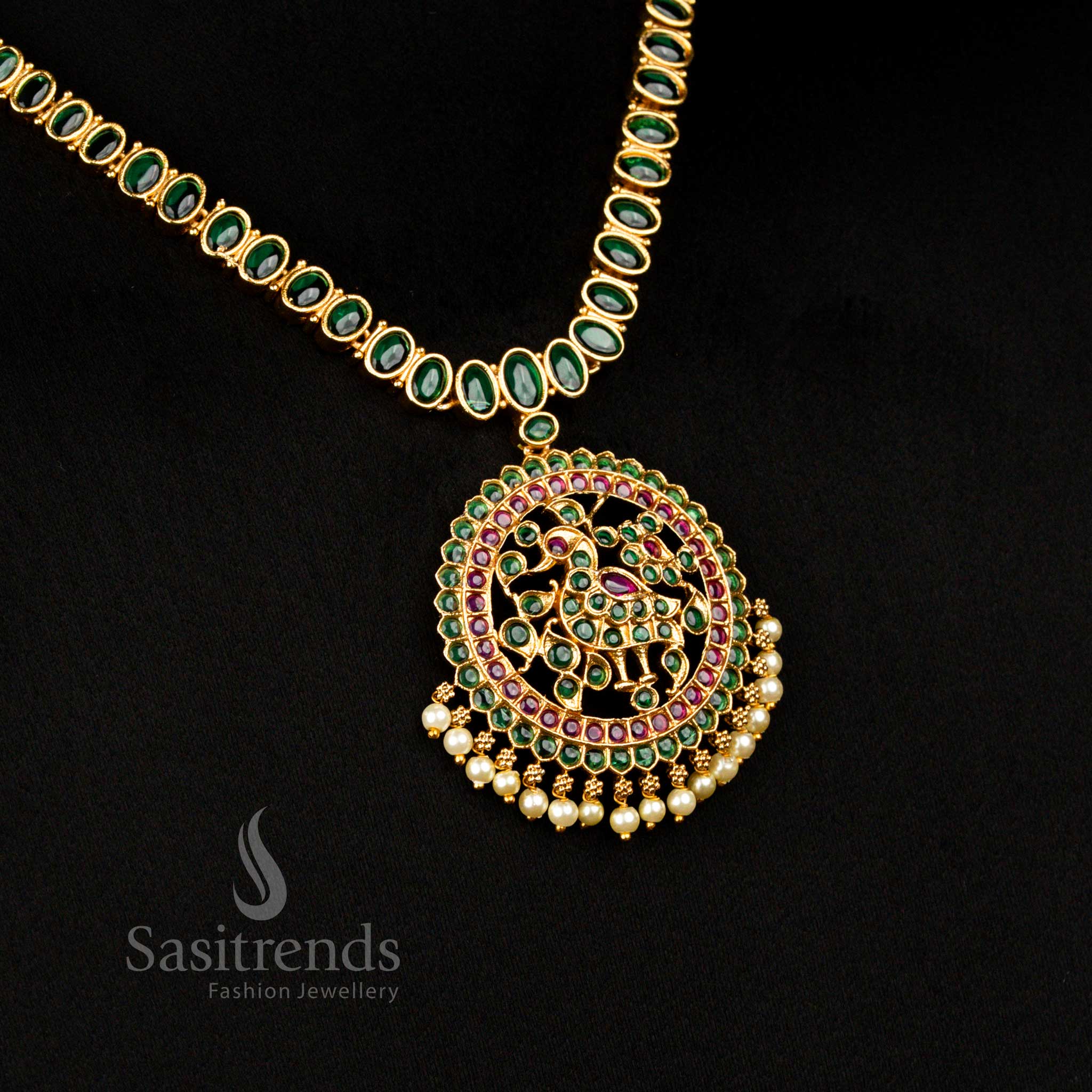 Premium swan motif bridal necklace set with matte gold plating and earrings Sasitrends