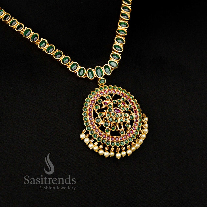 Premium swan motif bridal necklace set with matte gold plating and earrings Sasitrends