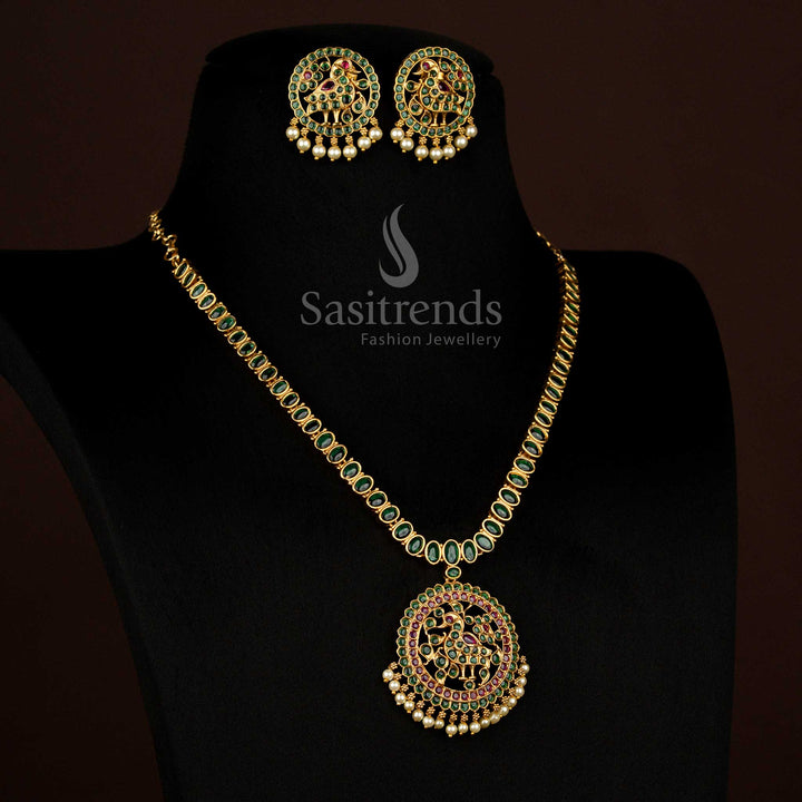 High quality swan design bridal necklace set with earrings for wedding wear Sasitrends