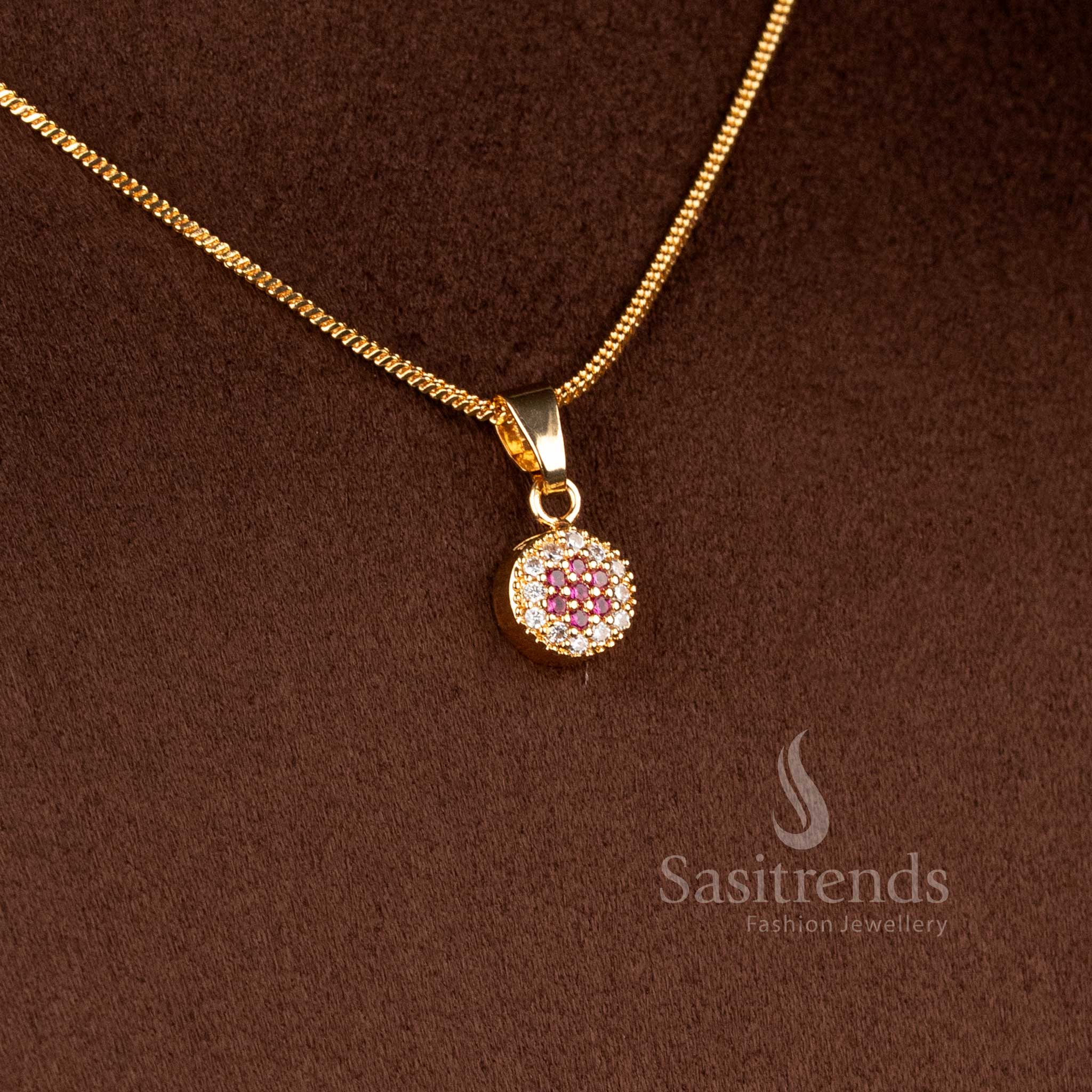 Beautiful 24K Micro Gold Plated round pavé pendant chain for special occasions - Sasitrends
