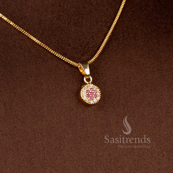 Beautiful 24K Micro Gold Plated round pavé pendant chain for special occasions - Sasitrends