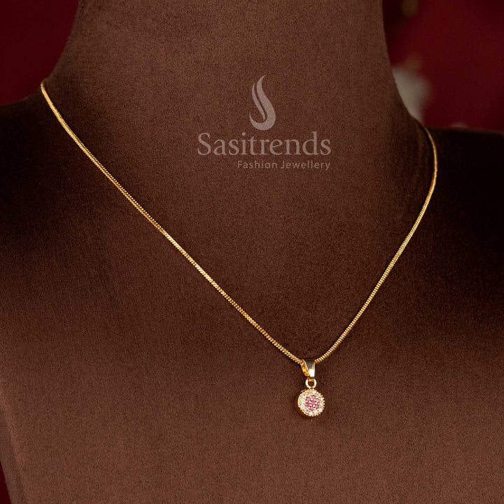Elegant round diamond-look pendant necklace for women - Sasitrends