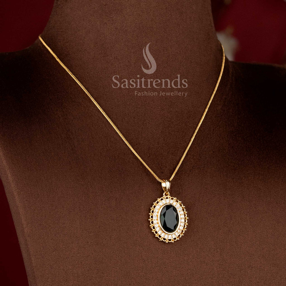 Beautiful 24K Micro Gold Plated round pavé pendant chain for special occasions - Sasitrends