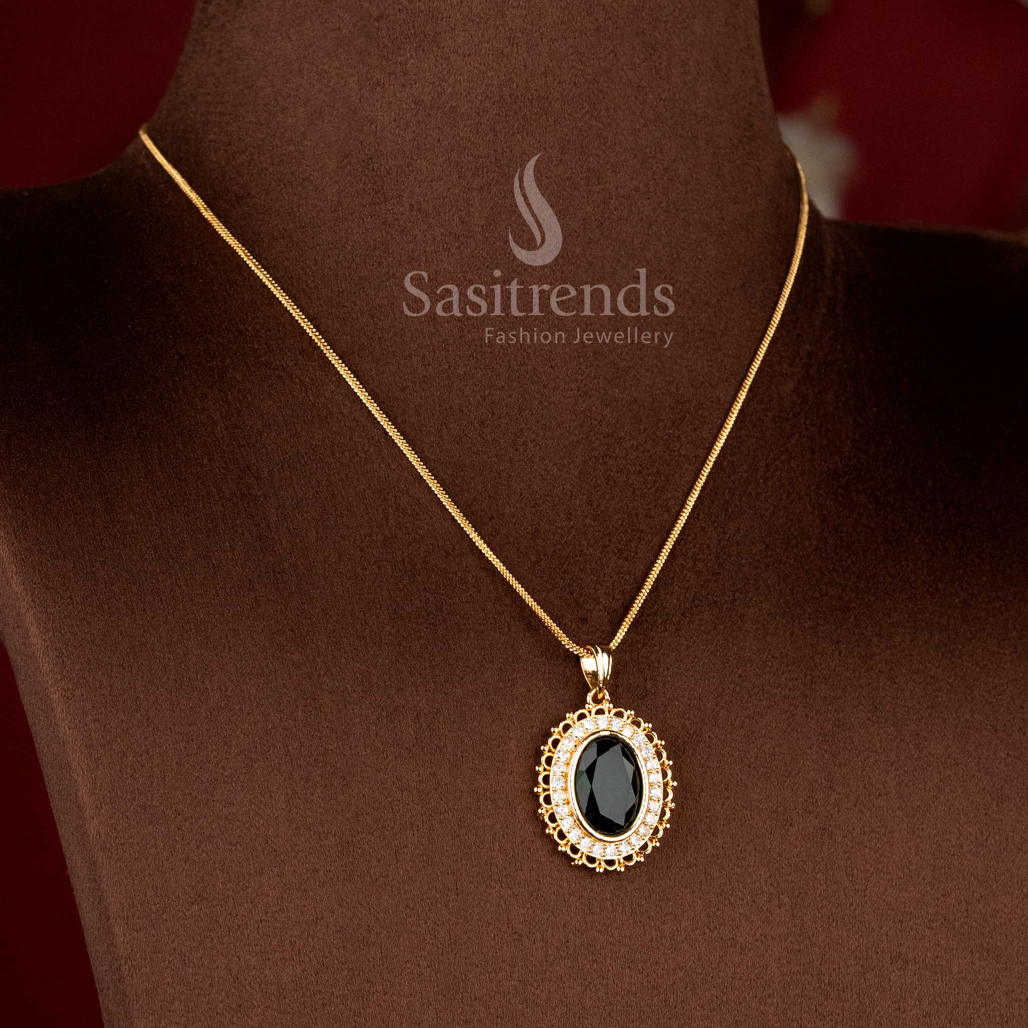 Beautiful 24K Micro Gold Plated round pavé pendant chain for special occasions - Sasitrends