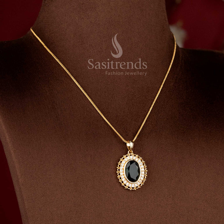 Beautiful 24K Micro Gold Plated round pavé pendant chain for special occasions - Sasitrends