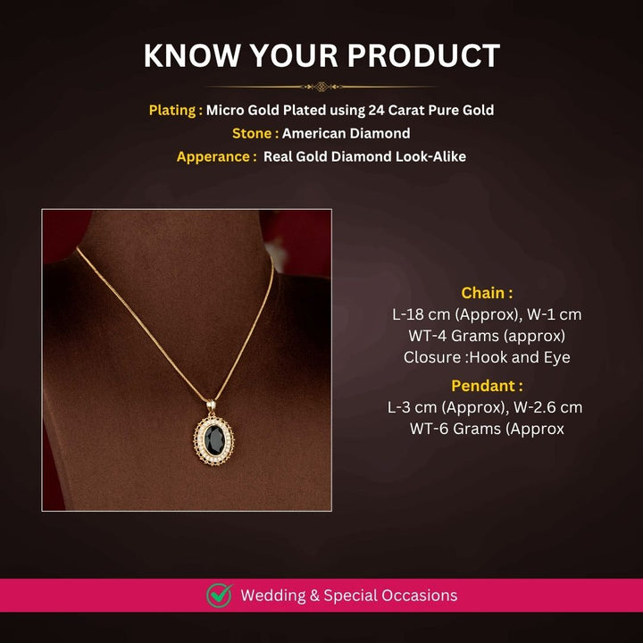 Amazing Micro Gold Plated Oval Gemstone Diamond Halo Pendant Chain Necklace - Sasitrends