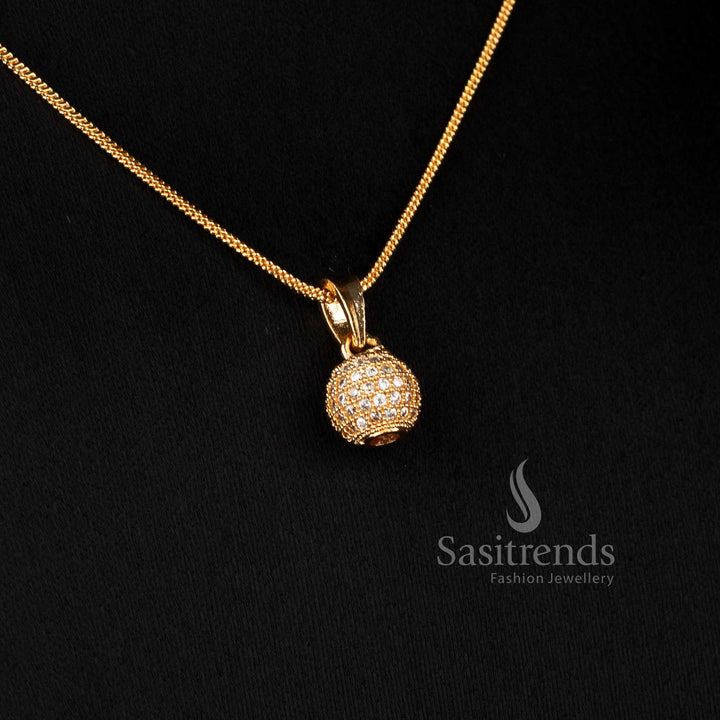 Stunning  American Diamond One Gram Micro Gold Plated Ball Chain For Casual Outings- Sasitrends