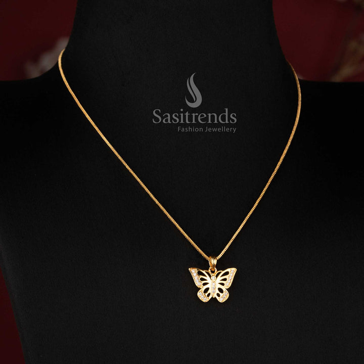 Stylish micro gold plated butterfly necklace for everyday and festive wear - Sasitrends