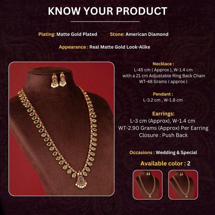 Micro gold plated jewellery set measurement image - Sasitrends
