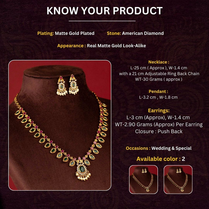 Micro gold plated jewellery set measurement image - Sasitrends

