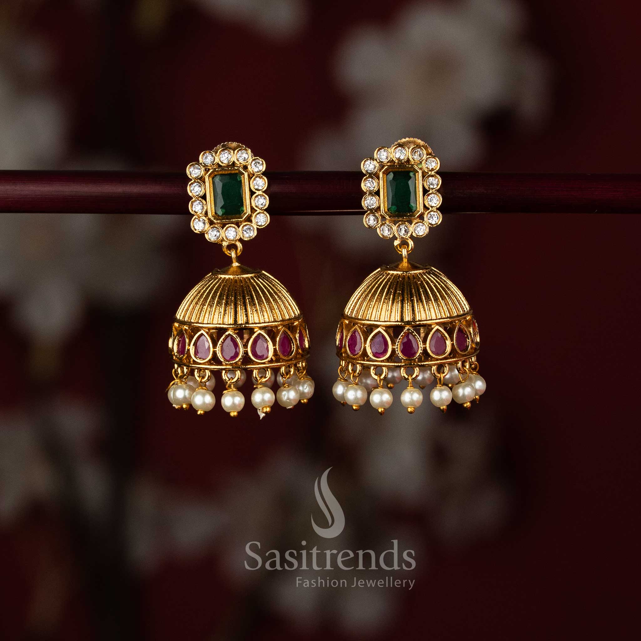 Traditional Temple Gold Plated Lakshmi Peacock Choker Pearl Necklace with AD Stones for Women - Sasitrends