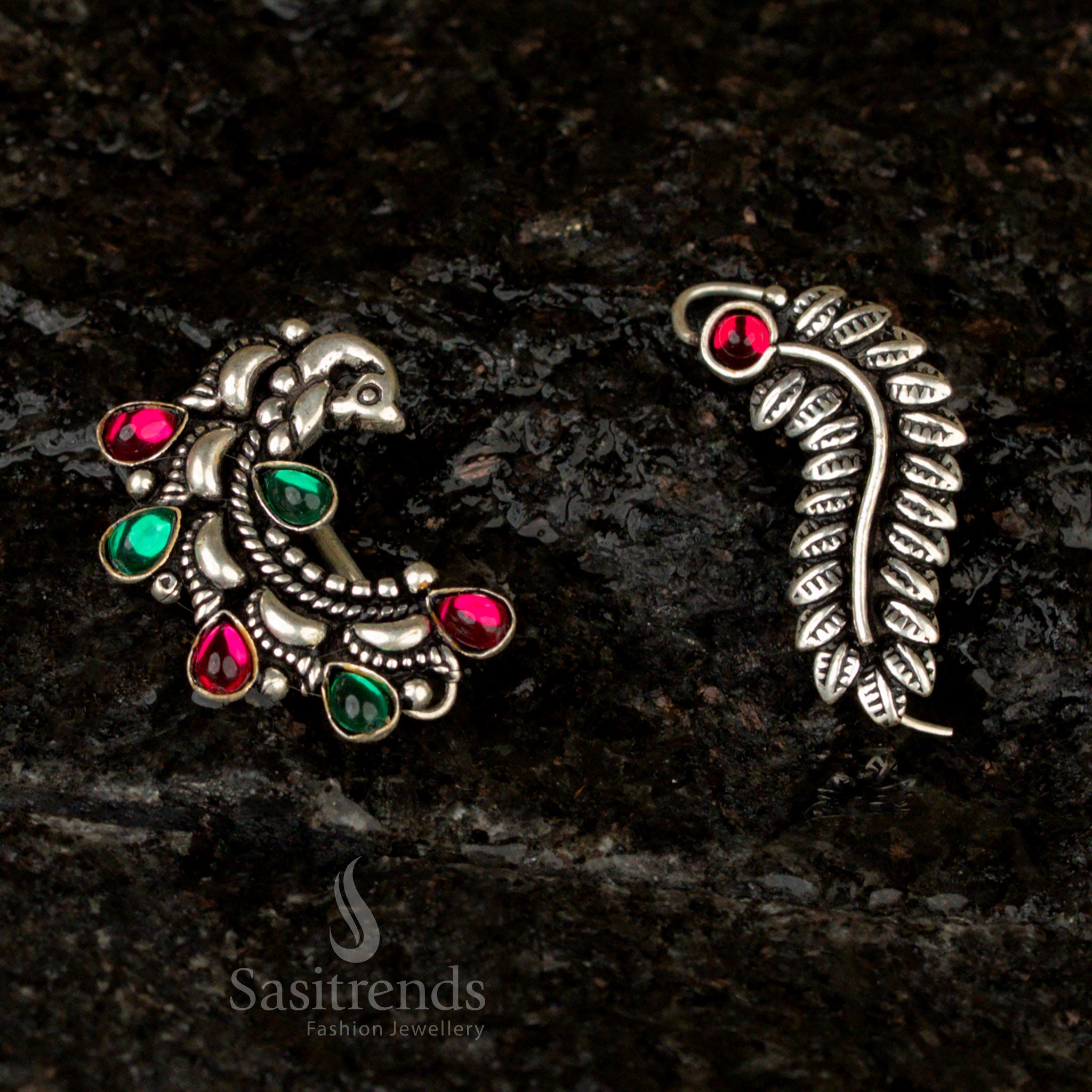 Trendy Elegance Oxidised German Silver Nose Pin Sasitrends Online Shopping 