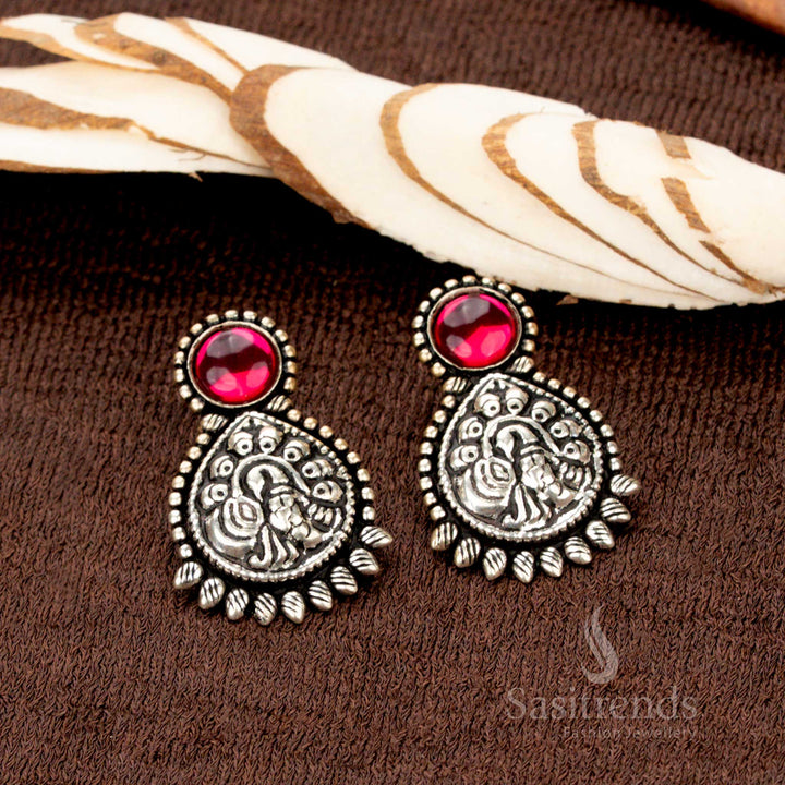 Traditional double-strand oxidised necklace for Navarathri and sarees - Sasitrends
