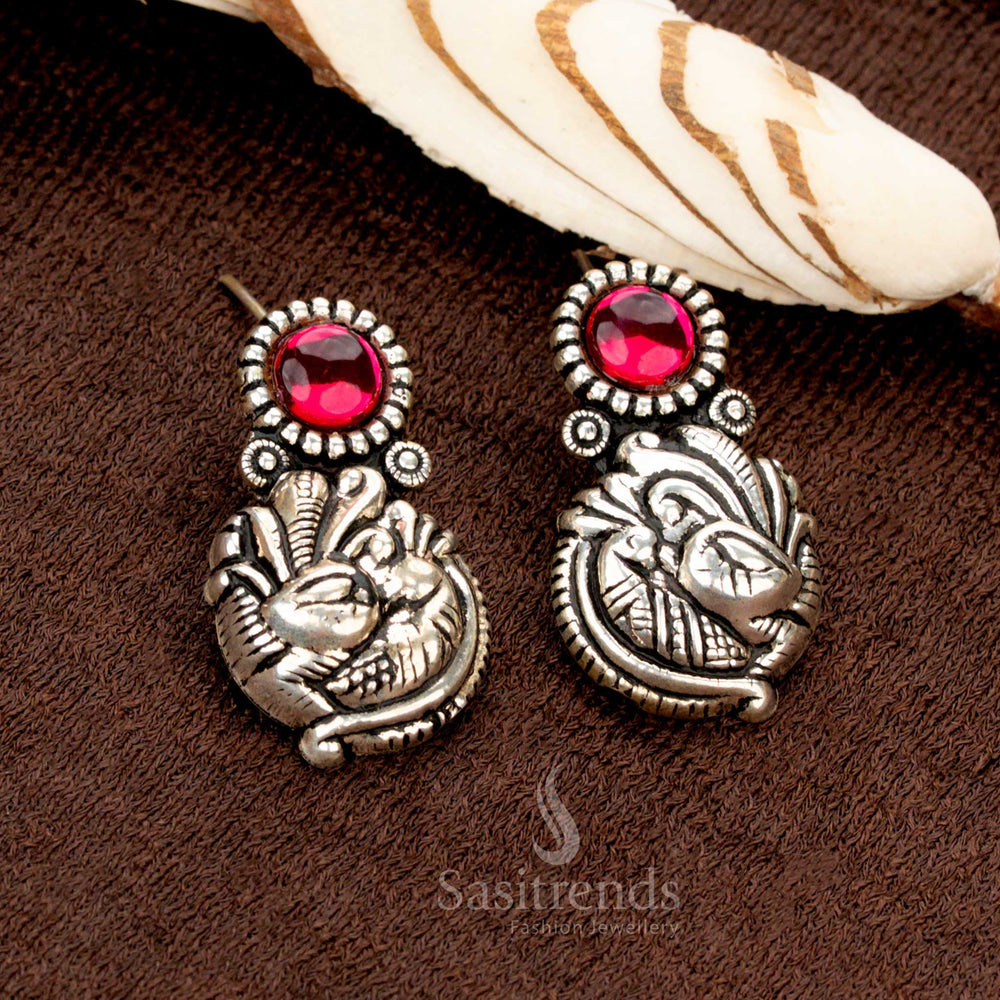 Kolapuri oxidised Lakshmi choker with matching earrings and bead detailing
