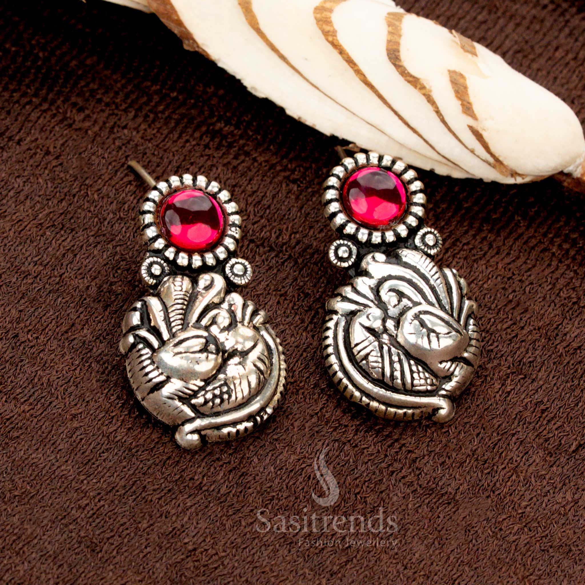 Kolapuri oxidised Lakshmi choker with matching earrings and bead detailing