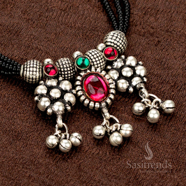 Kolapuri oxidised Mangalsutra set with floral cluster design – Sasitrends