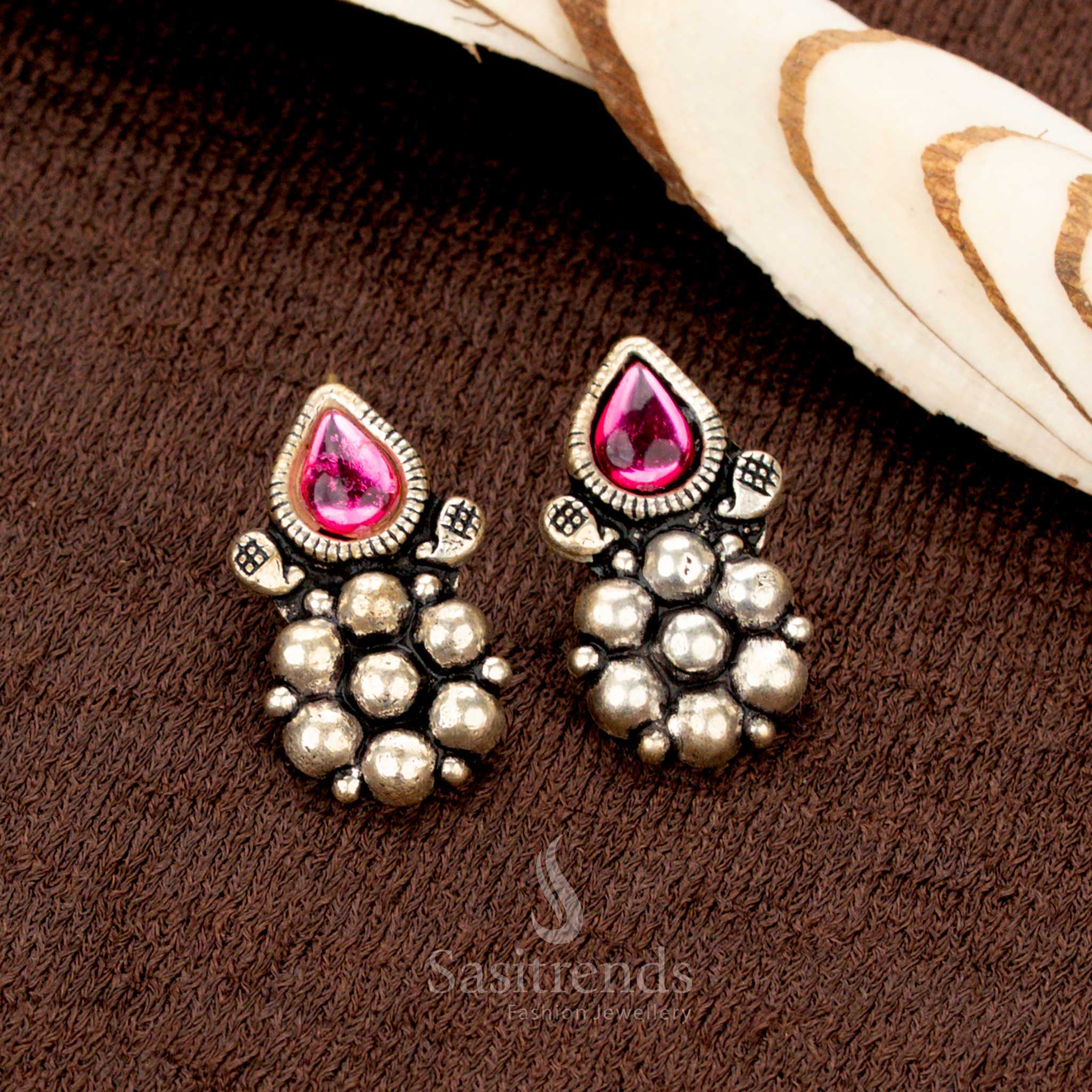 Traditional oxidised stone Mangalsutra jewellery set with earrings – Sasitrends
