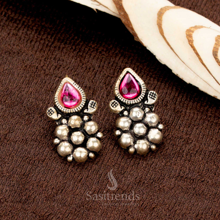 Traditional oxidised stone Mangalsutra jewellery set with earrings – Sasitrends