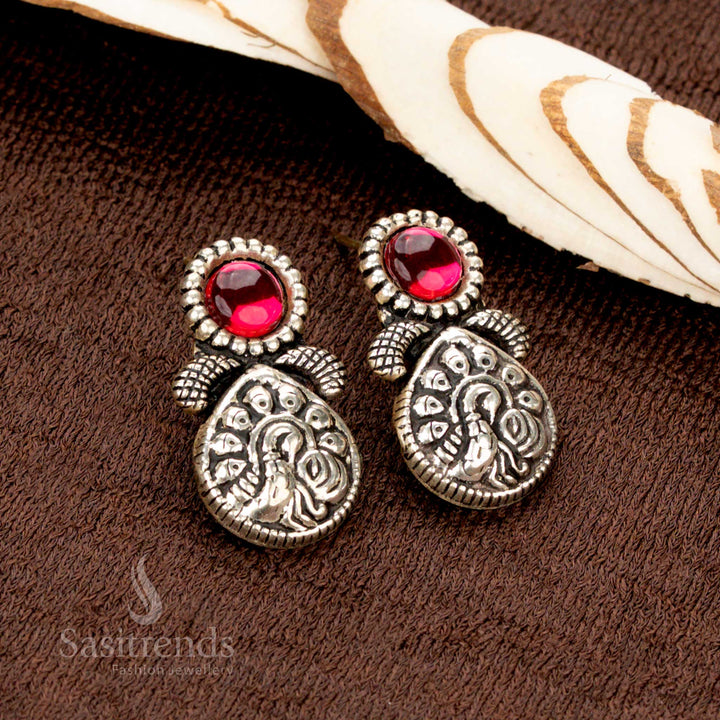 Traditional Navarathri oxidised mangalsutra set with earrings - Sasitrends