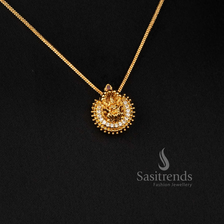 Traditional Lakshmi American Diamond Pendant Necklace for Temple Visits Pujas Festivals Weddings and Special Occasions - Sasitrends