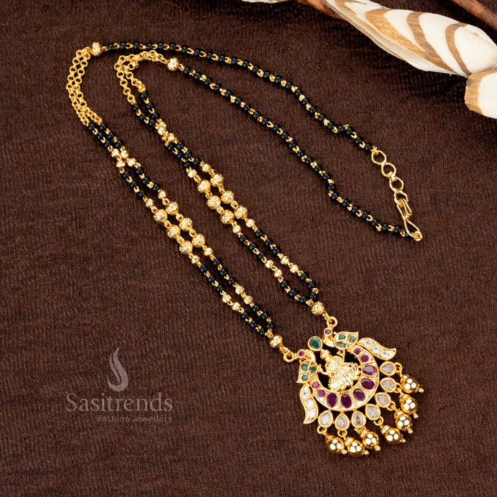 Divine micro gold plated one gram AD stone studded Lakshmi Mangalsutra pendant chain, a perfect blend of tradition and festivity - Sasitrends