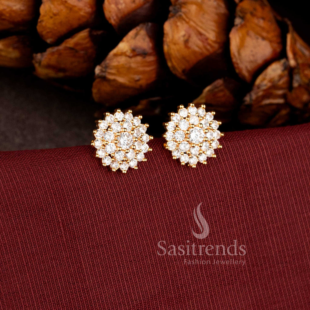 Stunning full ad stone cluster studs guaranteed to look like real gold sasitrends