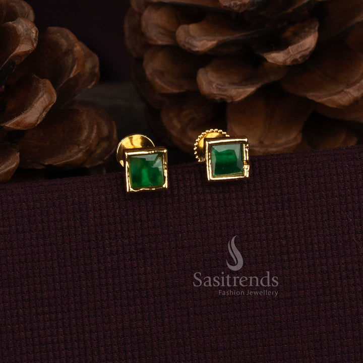 Sasitrends square stone stud earrings 1950Q minimal casual wear design  