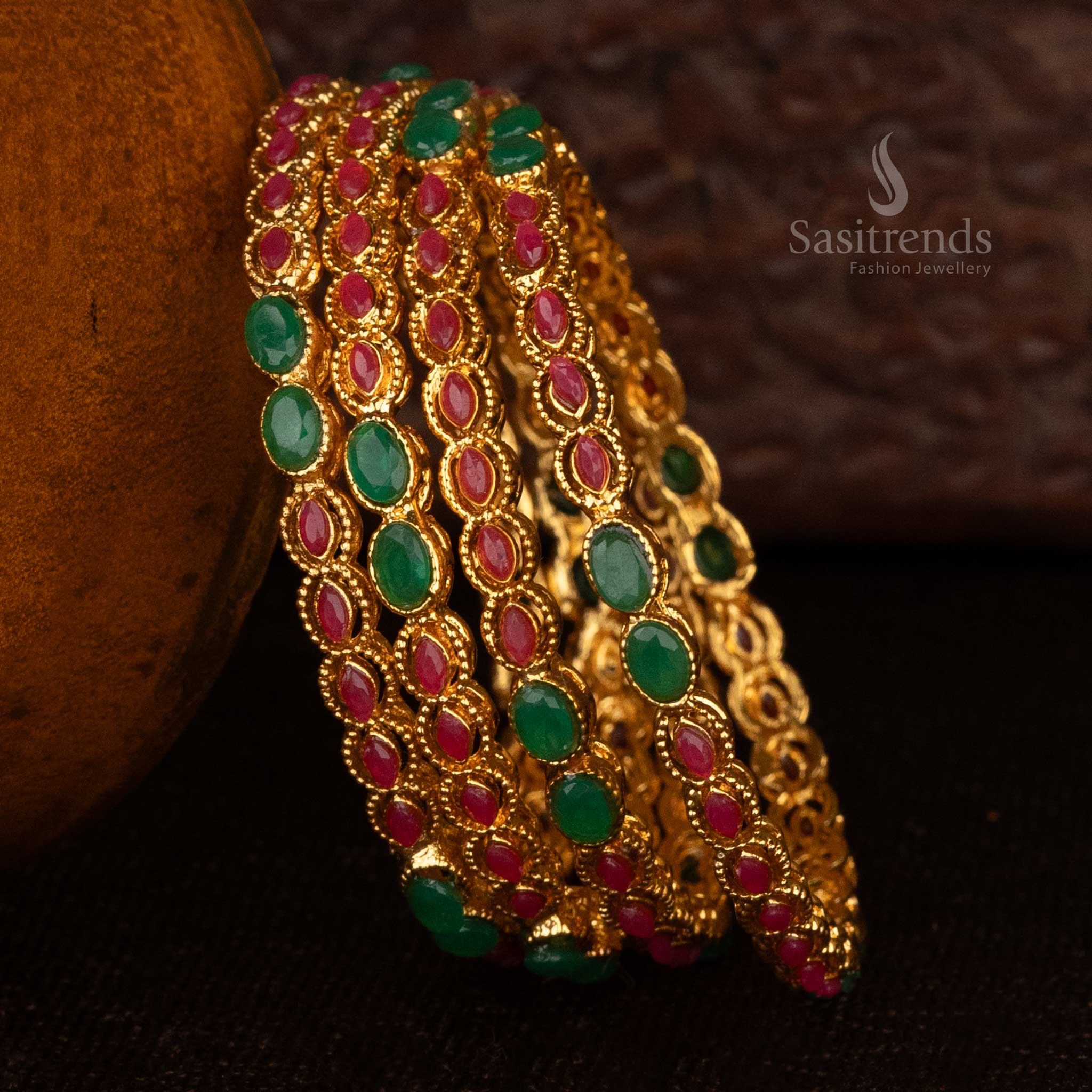 Traditional matte finish gold bangles for weddings and festivals - Sasitrends