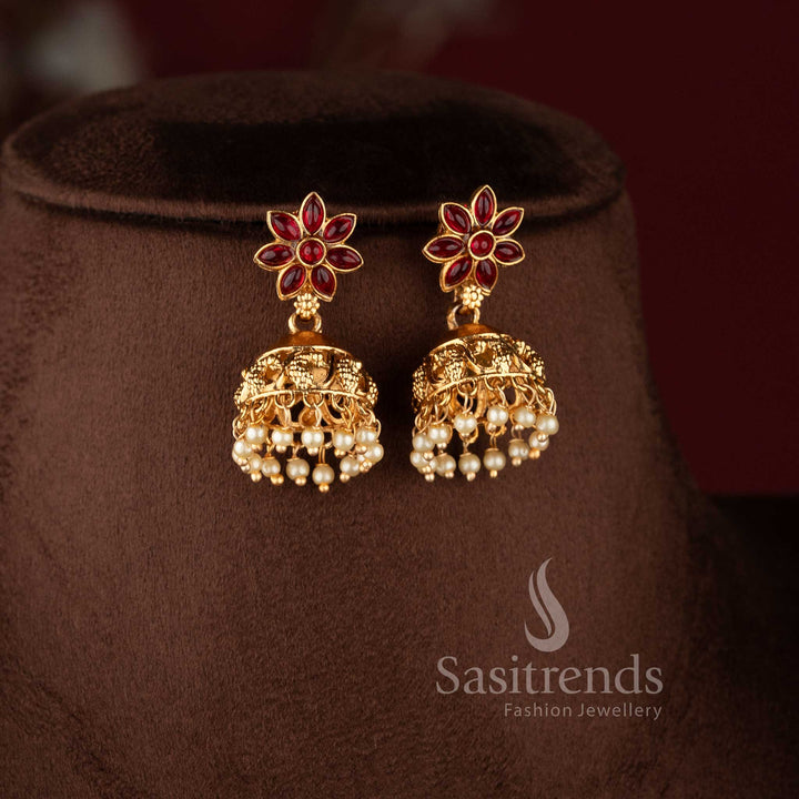 Stylish Sasitrends wedding jewellery set featuring twin peacock motifs and rice pearls in matte finish.