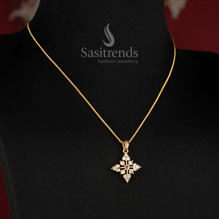 Amazing Impon One Gram Micro Gold Plated Starlight Bloom Diamond Gold Look Guaranteed Chain Necklace - Sasitrends