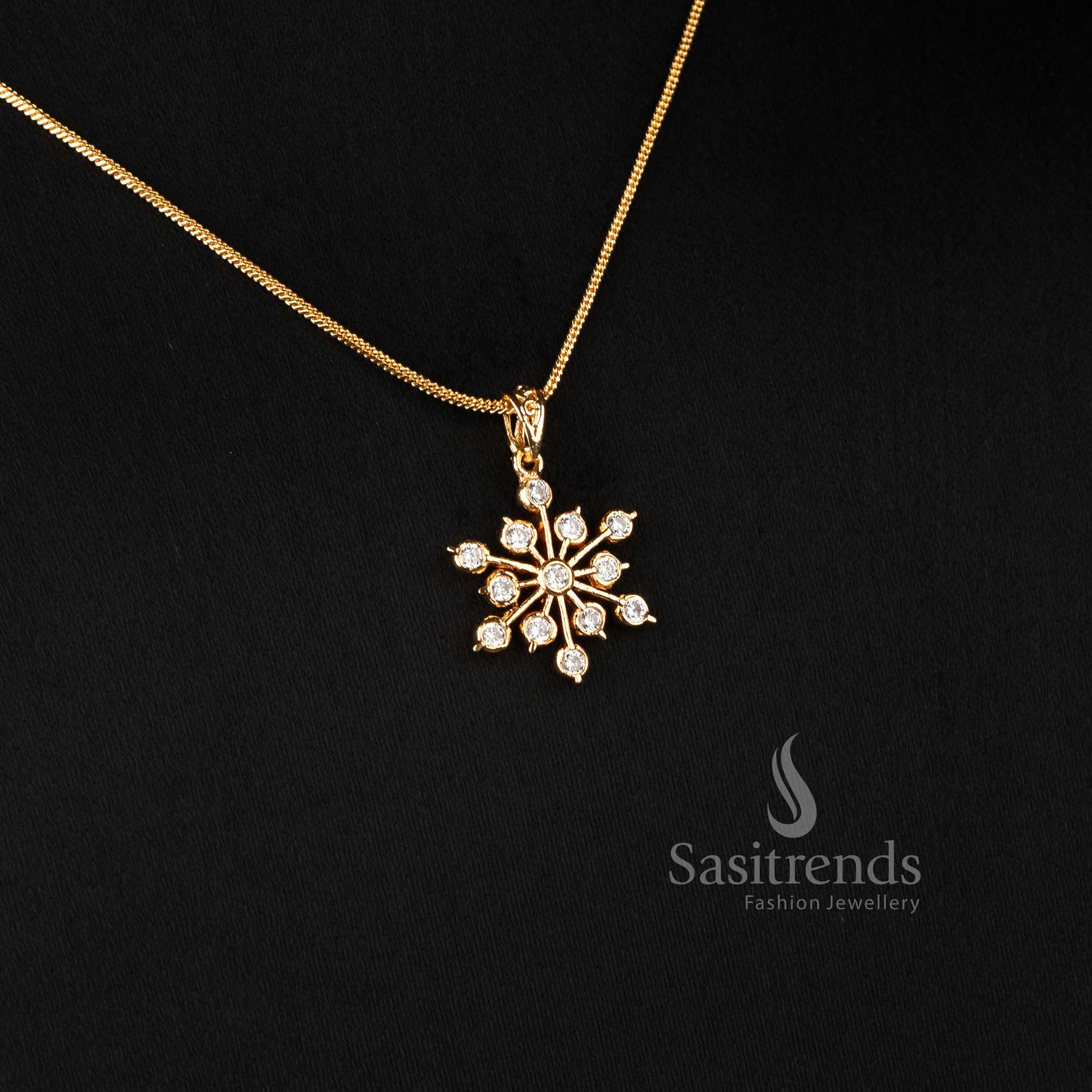 Beautiful diamond starburst pendant necklace with guaranteed quality and real gold look - Sasitrends