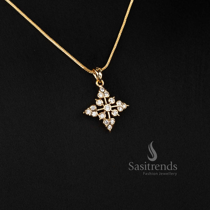 Elegant diamond bloom pendant necklace with flexible gold look chain for women - Sasitrends
