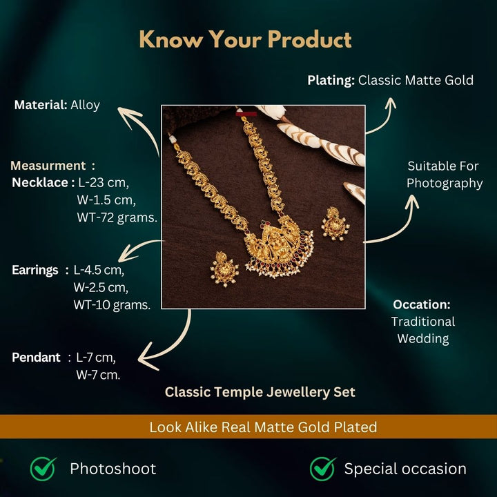 Classic Matte Gold Plated Jewellery Sets Measurement Image - Sasitrends
