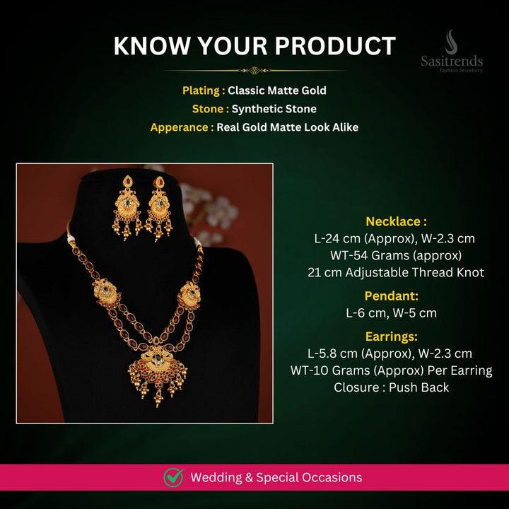 Classic matte gold plated Necklace Set Measurement Image - Sasitrends