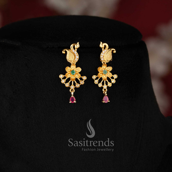 Peacock Necklace Set: Multi-Color American Diamonds - Sasitrends 