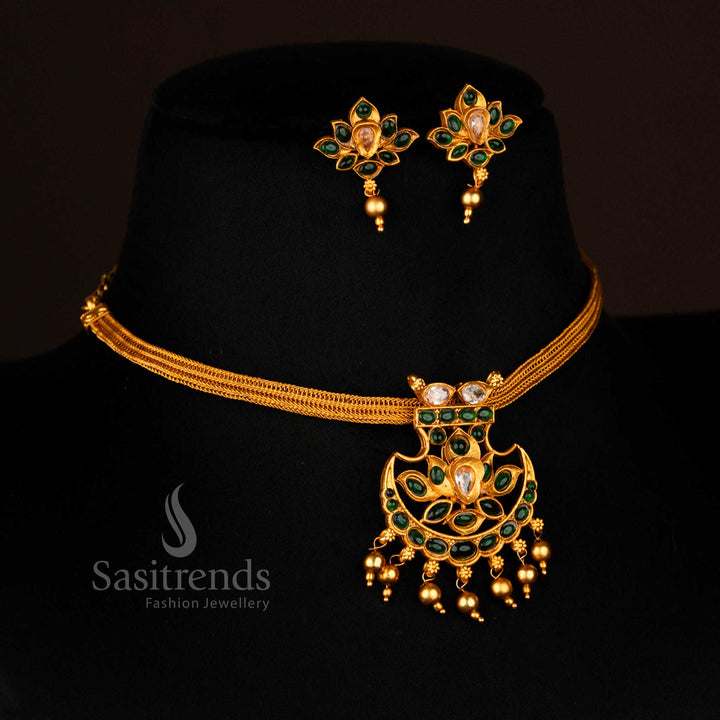 Wedding Ready Matte Gold Necklace Set with Matching Earrings – Sasitrends