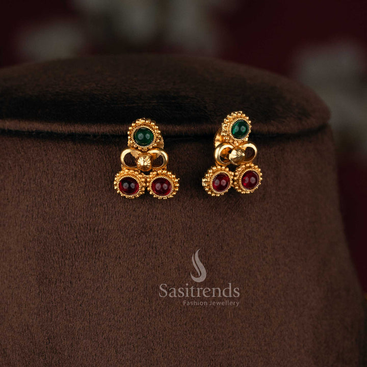 Sasitrends traditional round motif beaded necklace jewellery set with flexible chain structure and coordinated stud earrings festive ethnic accessory