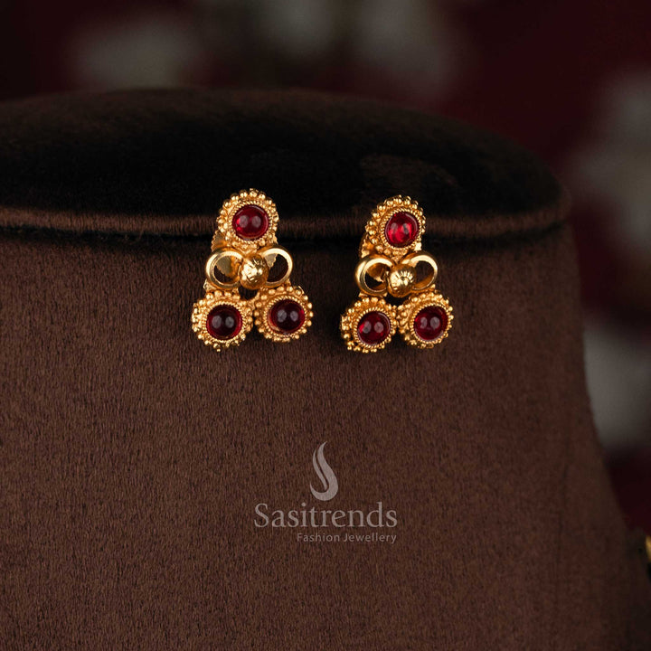 Sasitrends traditional round motif beaded necklace jewellery set with flexible chain structure and coordinated stud earrings festive ethnic accessory
