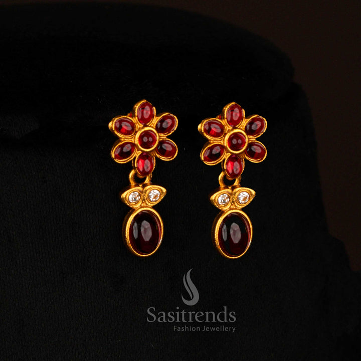Temple jewellery style matte gold plated necklace set – Sasitrends